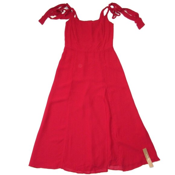 NWT Reformation Twilight in Cherry Red Side Slit Georgette Midi Tank Dress 0 - Picture 2 of 8